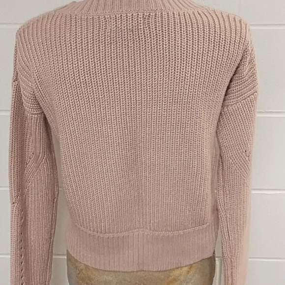 Aeropostale Pink with Metallic Cropped Boxy Sweater Open Knit Side Vent - Picture 3 of 10